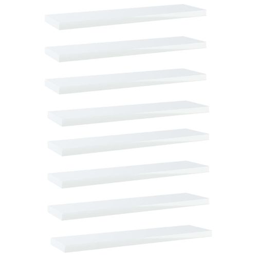 Bookshelf Boards 8 pcs High Gloss White 15.7"x3.9"x0.6" Engineered Wood
