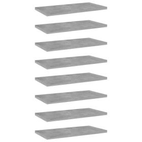Bookshelf Boards 8 pcs Concrete Gray 15.7"x7.9"x0.6" Engineered Wood