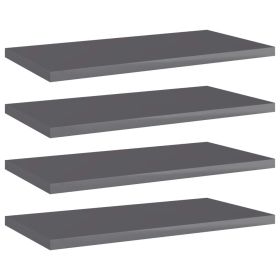 Bookshelf Boards 4 pcs High Gloss Gray 15.7"x7.9"x0.6" Engineered Wood
