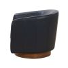 Tessa Midnight Blue Top Grain Leather Wood Base Swivel Chair