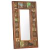 Mirror with Buddha Cladding 19.7"x31.5" Solid Reclaimed Wood