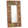 Mirror with Buddha Cladding 19.7"x31.5" Solid Reclaimed Wood
