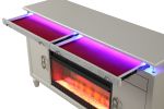 TV Stand With Electric Fireplace in Milky White