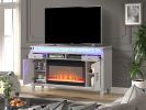 TV Stand With Electric Fireplace in Milky White
