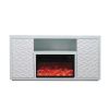 Timeless White Electric Fireplace with LED Panel, Speakers, and Remote