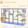 Wooden Outdoor Cat House Catio Playground Cat Window Box Outside Enclosure with Weather Protection Roof for Multiple Kitties