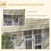 Wooden Outdoor Cat House Catio Playground Cat Window Box Outside Enclosure with Weather Protection Roof for Multiple Kitties
