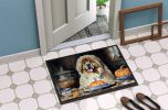 Tibetan Mastiff Fall Kitchen Pumpkins Doormat Front Door Mat Indoor Outdoor Rugs for Entryway, Non Slip Washable Low Pile, 24H X 36W