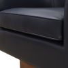 Tessa Midnight Blue Top Grain Leather Wood Base Swivel Chair