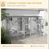 Wooden Outdoor Cat House Catio Playground Cat Window Box Outside Enclosure with Weather Protection Roof for Multiple Kitties