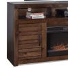 Bridgevine Home Sausalito 78 inch Electric Fireplace TV Stand Console for TVs up to 95 inches, Minimal Assembly, Whiskey Finish