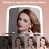 5.98x8.62in Lighted Makeup Mirror Vanity Desk Mirror Small LED Mirror with 3 Light Colors Touch Screen Brightness Adjustable USB Rechargeable
