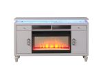 TV Stand With Electric Fireplace in Milky White