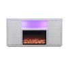 Timeless White Electric Fireplace with LED Panel, Speakers, and Remote