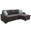 Dark Brown Flannelette 2-Piece Couch Living Room Sofabed