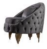 Chair with Fabric button-tufted velvet upholstery Finish in Grey