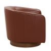Tessa Caramel Top Grain Leather Wood Base Swivel Chair