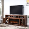 Bridgevine Home Sausalito 78 inch Electric Fireplace TV Stand Console for TVs up to 95 inches, Minimal Assembly, Whiskey Finish