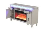 TV Stand With Electric Fireplace in Milky White