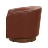 Tessa Caramel Top Grain Leather Wood Base Swivel Chair