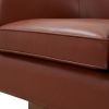 Tessa Caramel Top Grain Leather Wood Base Swivel Chair