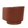 Tessa Caramel Top Grain Leather Wood Base Swivel Chair