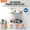 VEVOR 8.6" x 16" Stainless Steel Shelf, Wall Mounted Floating Shelving with Backsplash, 44 lbs Load Capacity Commercial Shelves