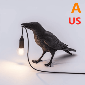 Creative Auspicious Bird Resin Wall Lamp Decoration (Option: Black-A-US)