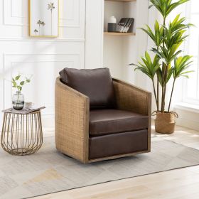 COOLMORE Swivel Barrel Chair, Comfy Round Accent Sofa Chair for Living Room, 360 Degree Swivel Barrel Club Chair, Leisure Arm Chair for Nursery, Hotel (Color: as Pic)