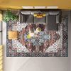 Vintage Area Rug Modern Non Slip Carpet Boho Low Pile Soft Rug Waterproof Machine Washable Rug for Living Room Bedroom Kitchen Dining Room Under Table
